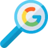 magnifying glass with google logo